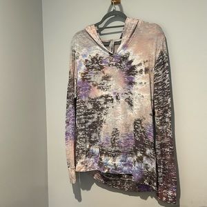 END OF YEAR SALE! | Purple Uniquely Dyed Long Sleeve Top with Hood